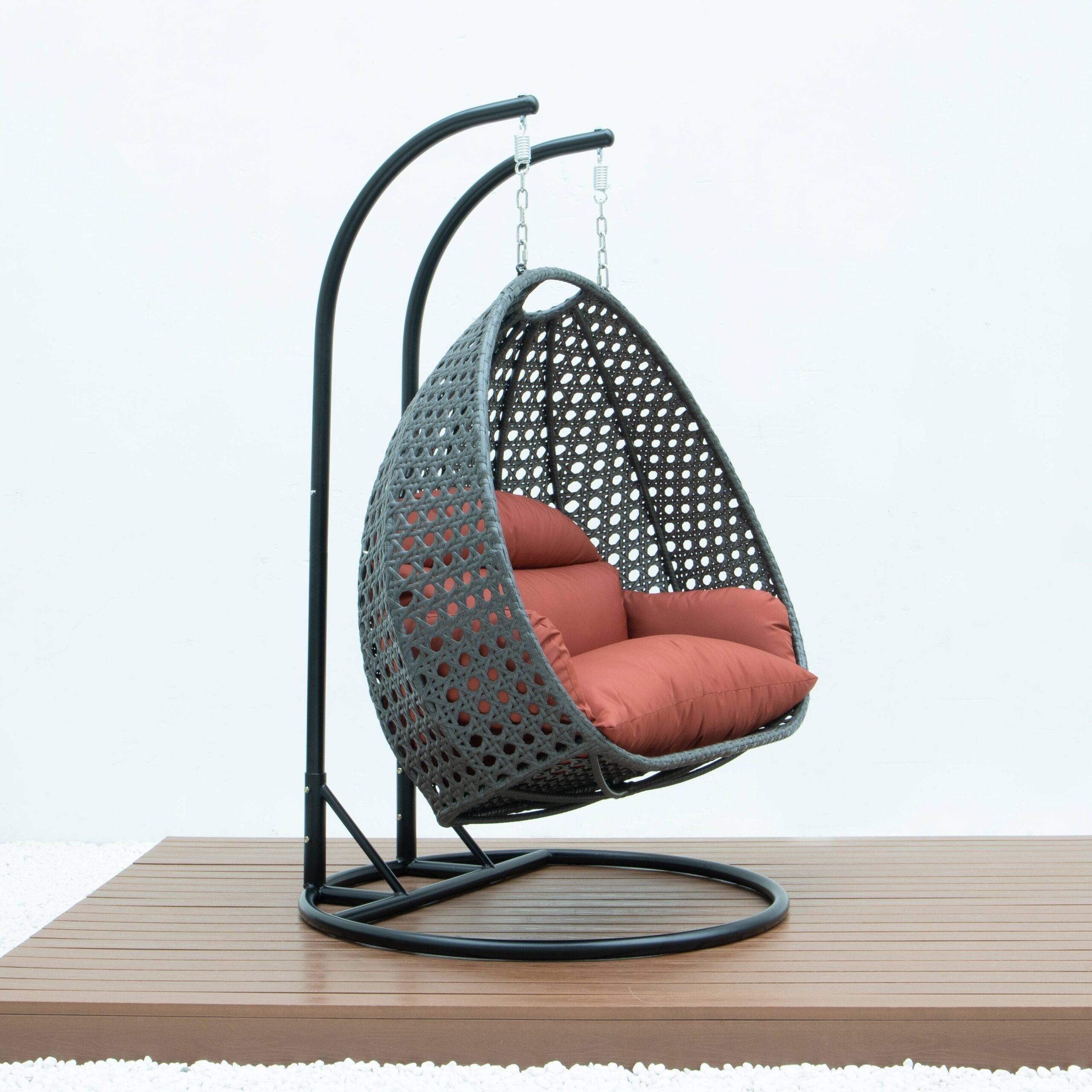 Paccio Double Seater Hanging Swing With Stand For Balcony , Garden Swing (Dark Grey)