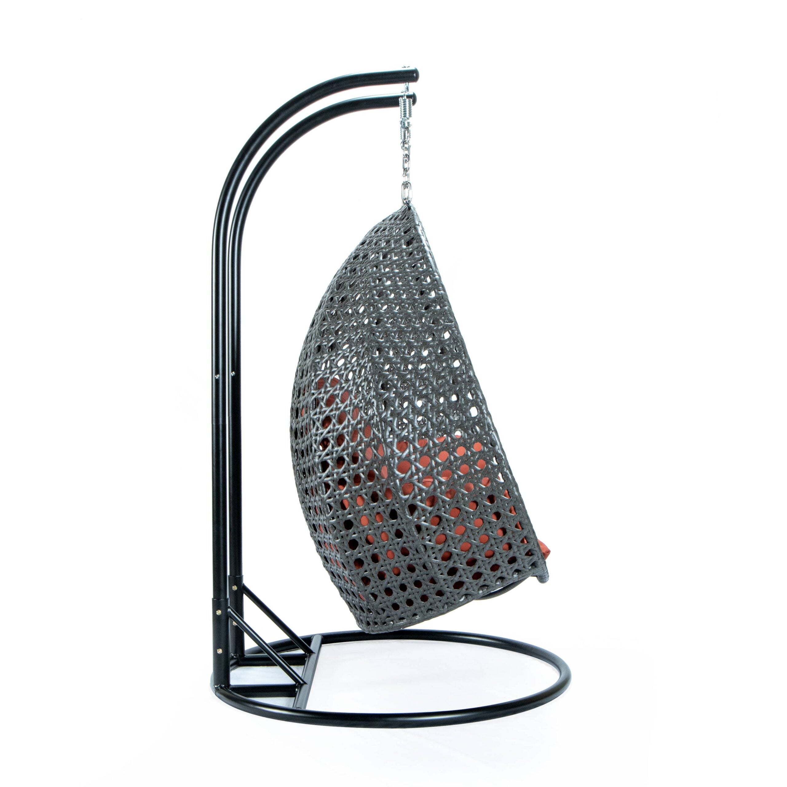 Paccio Double Seater Hanging Swing With Stand For Balcony , Garden Swing (Dark Grey)