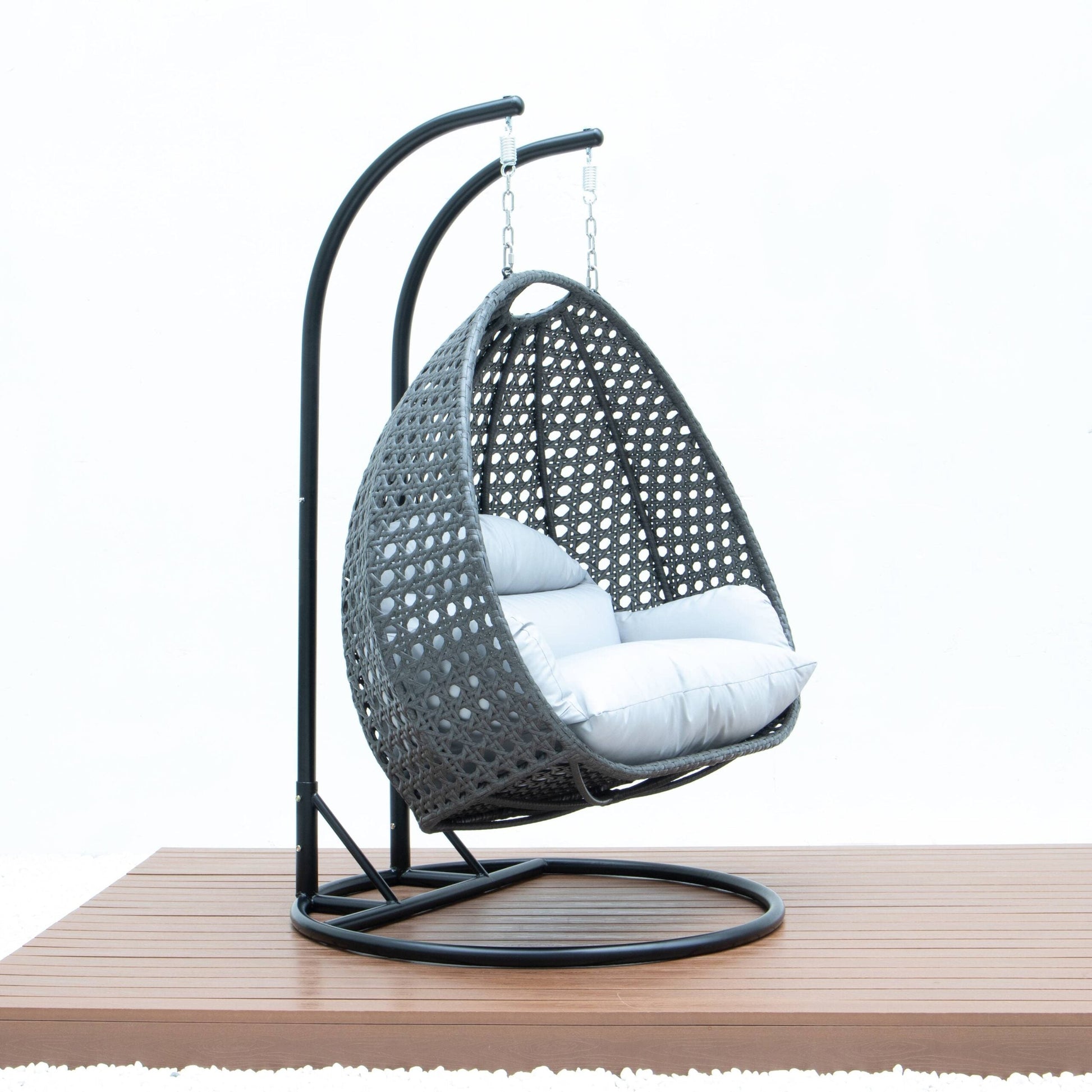 Paccio Double Seater Hanging Swing With Stand For Balcony , Garden Swing (Dark Grey)