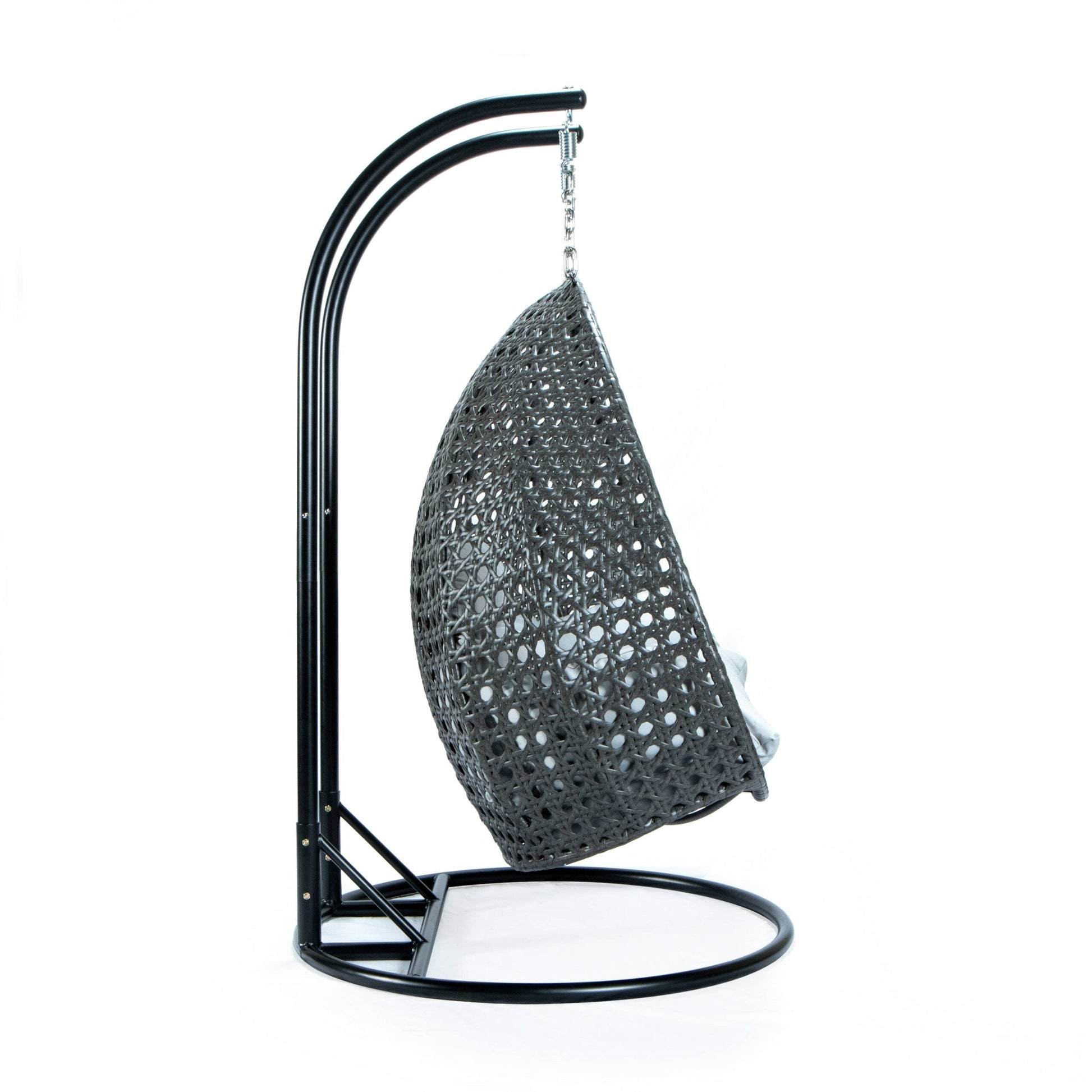 Paccio Double Seater Hanging Swing With Stand For Balcony , Garden Swing (Dark Grey)