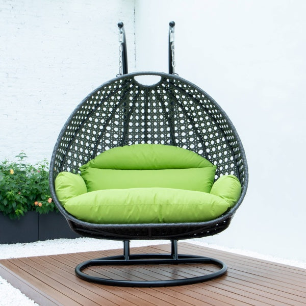 Paccio Double Seater Hanging Swing With Stand For Balcony , Garden Swing (Dark Grey)