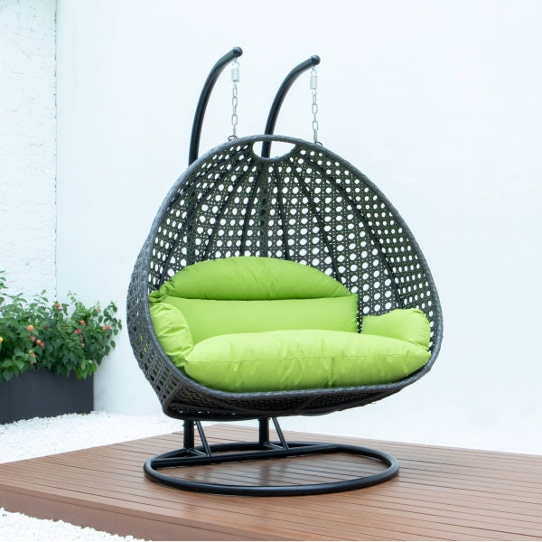 Paccio Double Seater Hanging Swing With Stand For Balcony , Garden Swing (Dark Grey)
