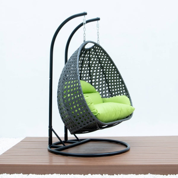 Paccio Double Seater Hanging Swing With Stand For Balcony , Garden Swing (Dark Grey)