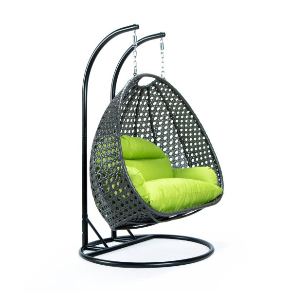 Paccio Double Seater Hanging Swing With Stand For Balcony , Garden Swing (Dark Grey)