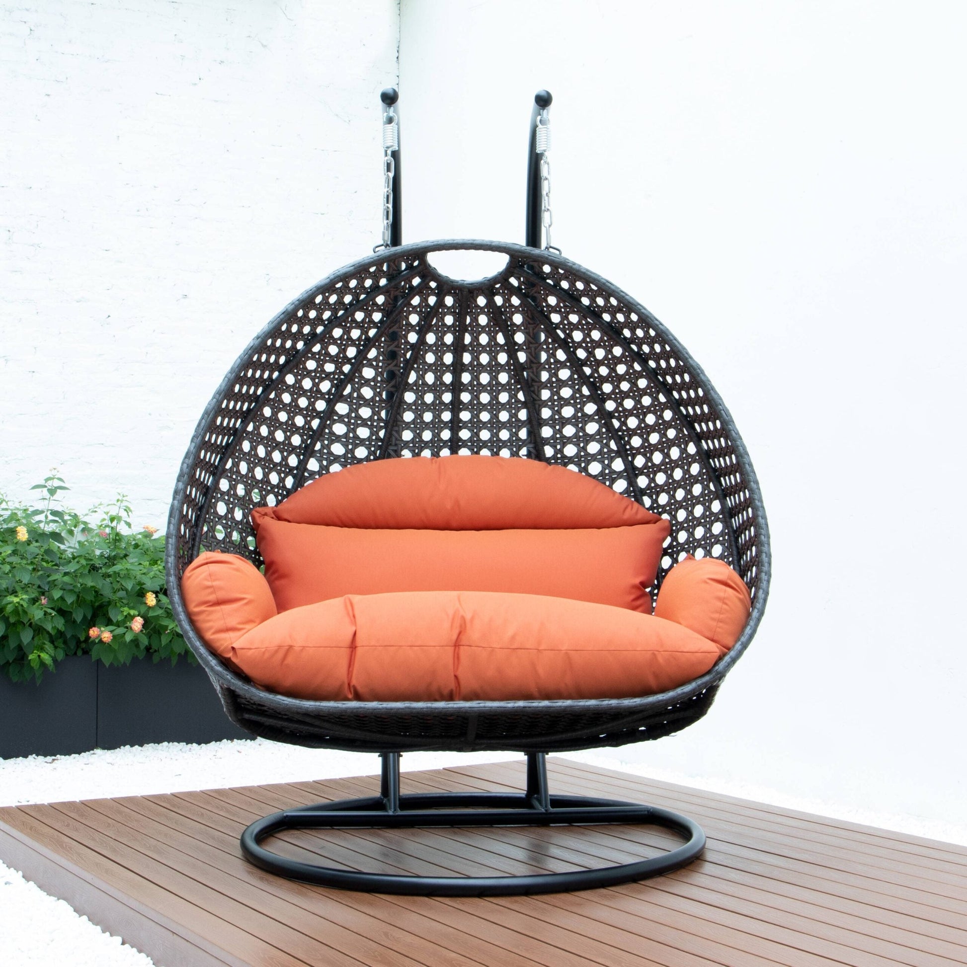 Paccio Double Seater Hanging Swing With Stand For Balcony , Garden Swing (Dark Grey)