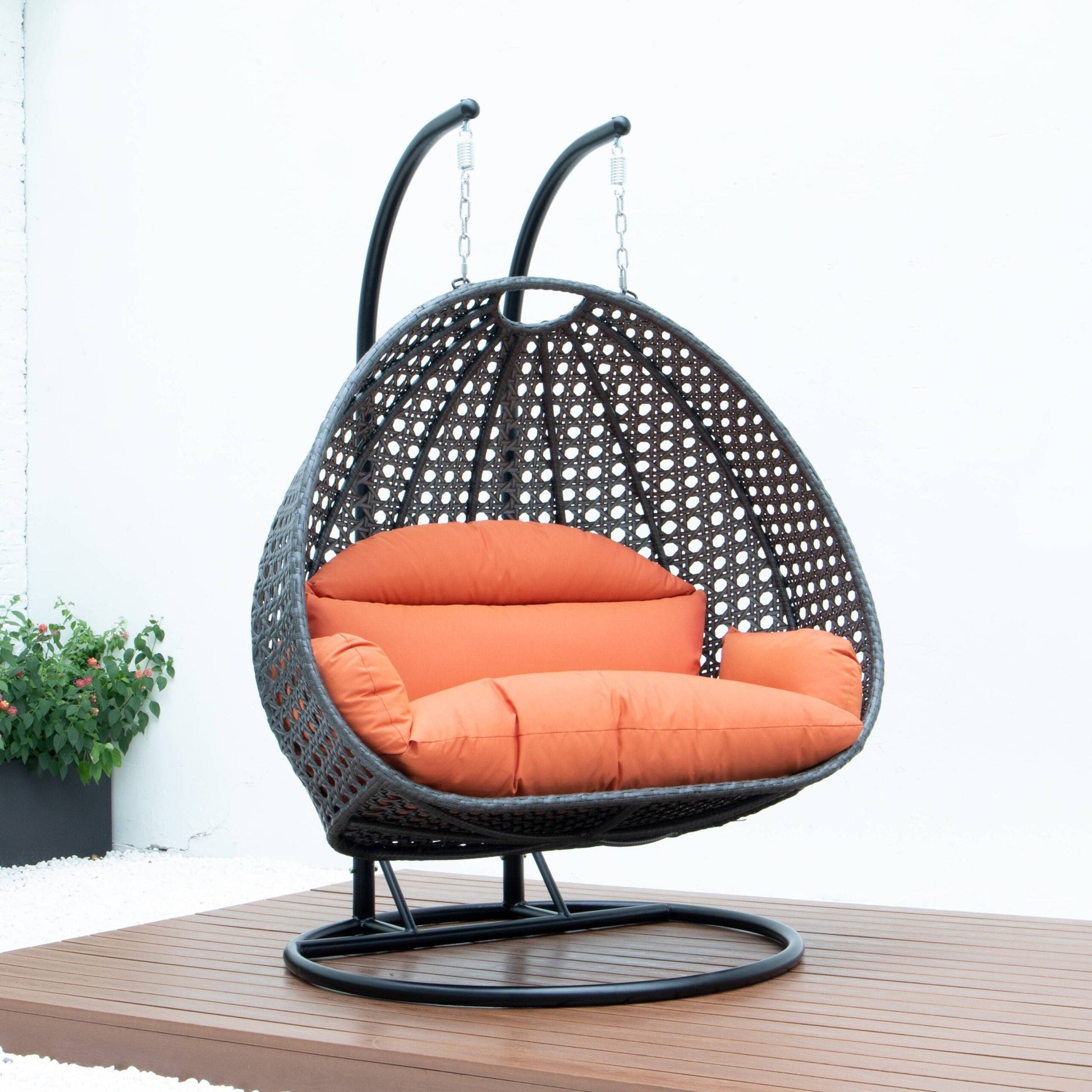 Paccio Double Seater Hanging Swing With Stand For Balcony , Garden Swing (Dark Grey)