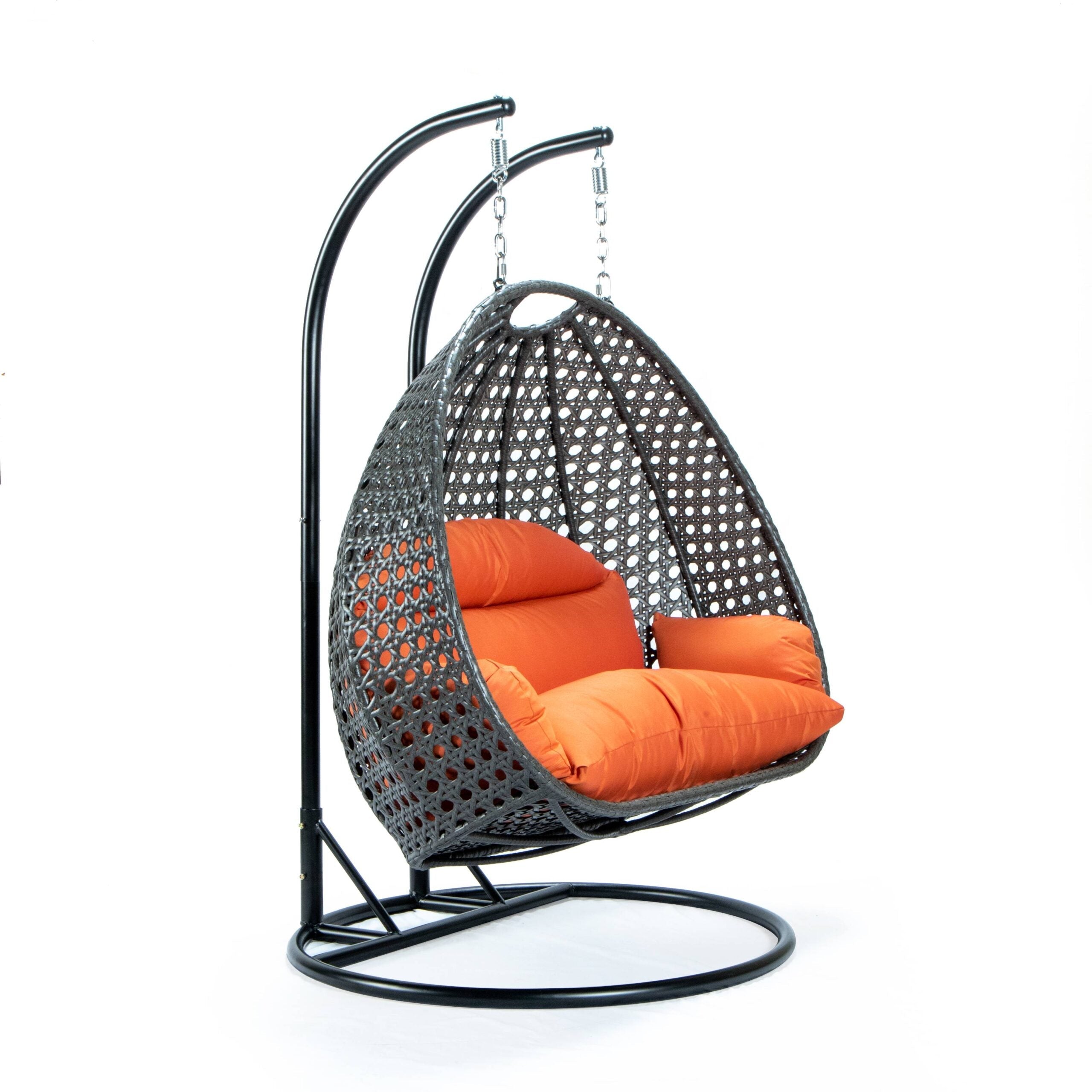 Paccio Double Seater Hanging Swing With Stand For Balcony , Garden Swing (Dark Grey)