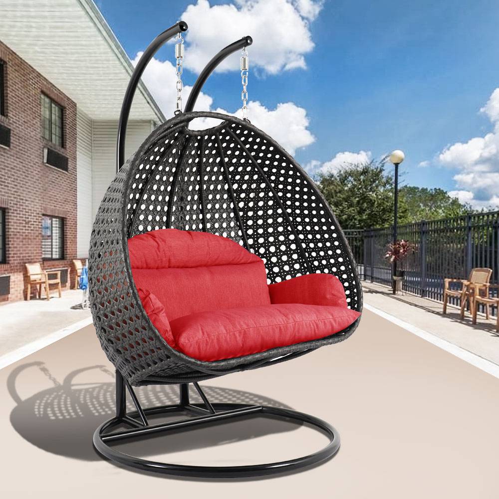 Paccio Double Seater Hanging Swing With Stand For Balcony , Garden Swing (Dark Grey)