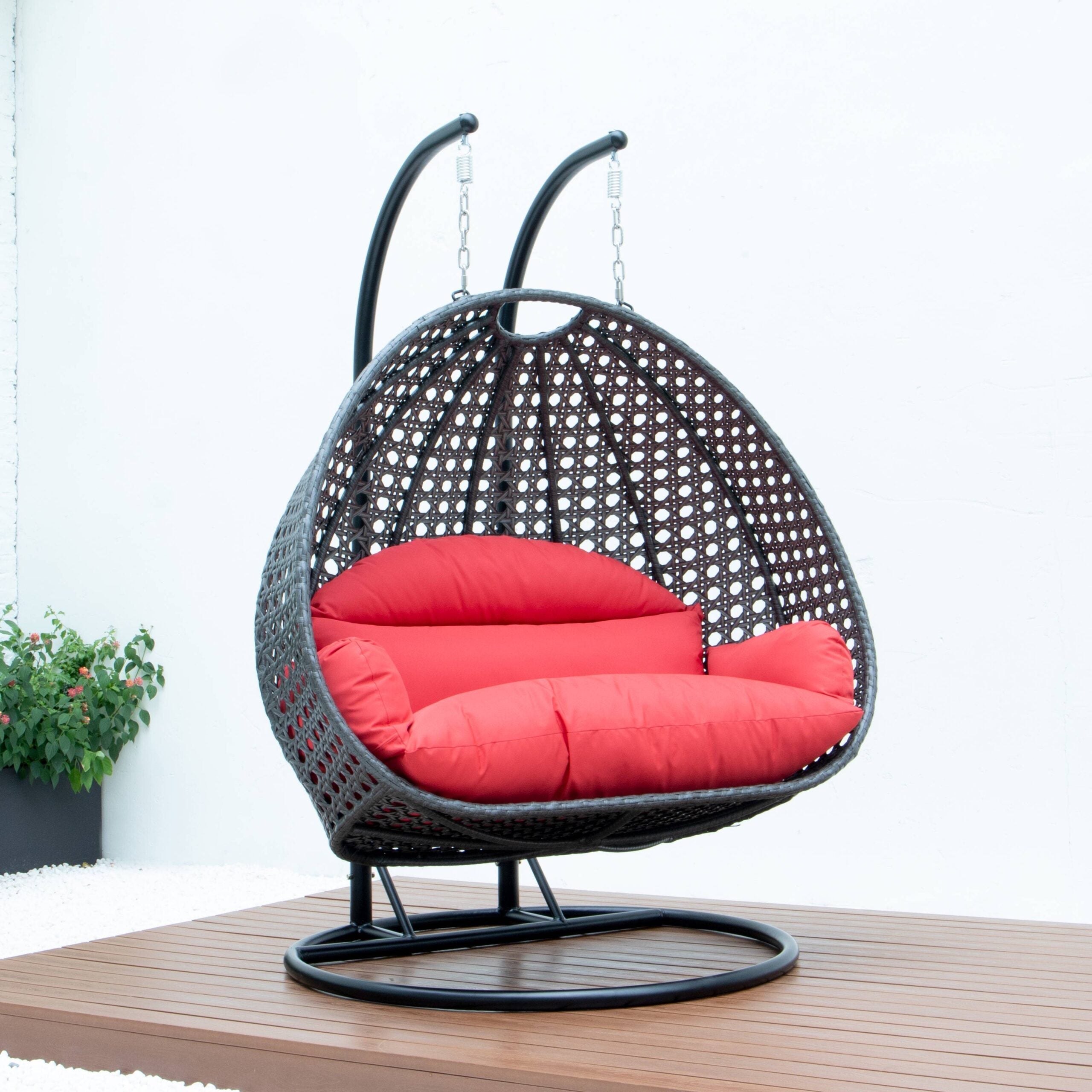 Paccio Double Seater Hanging Swing With Stand For Balcony , Garden Swing (Dark Grey)