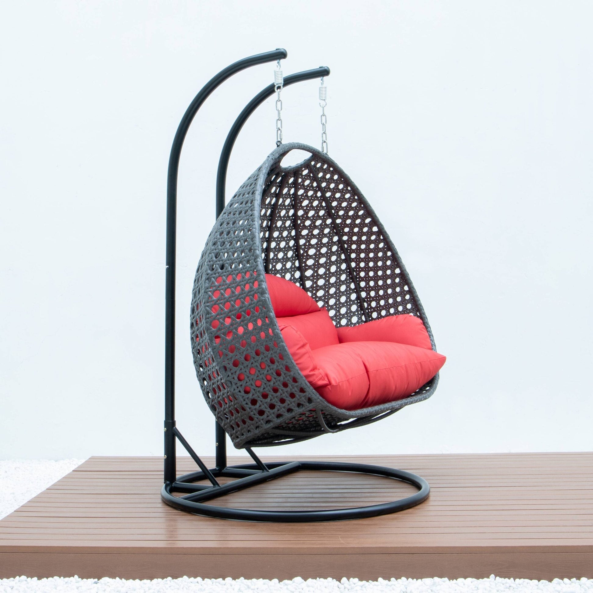 Paccio Double Seater Hanging Swing With Stand For Balcony , Garden Swing (Dark Grey)