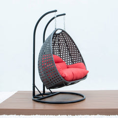 Paccio Double Seater Hanging Swing With Stand For Balcony , Garden Swing (Dark Grey)
