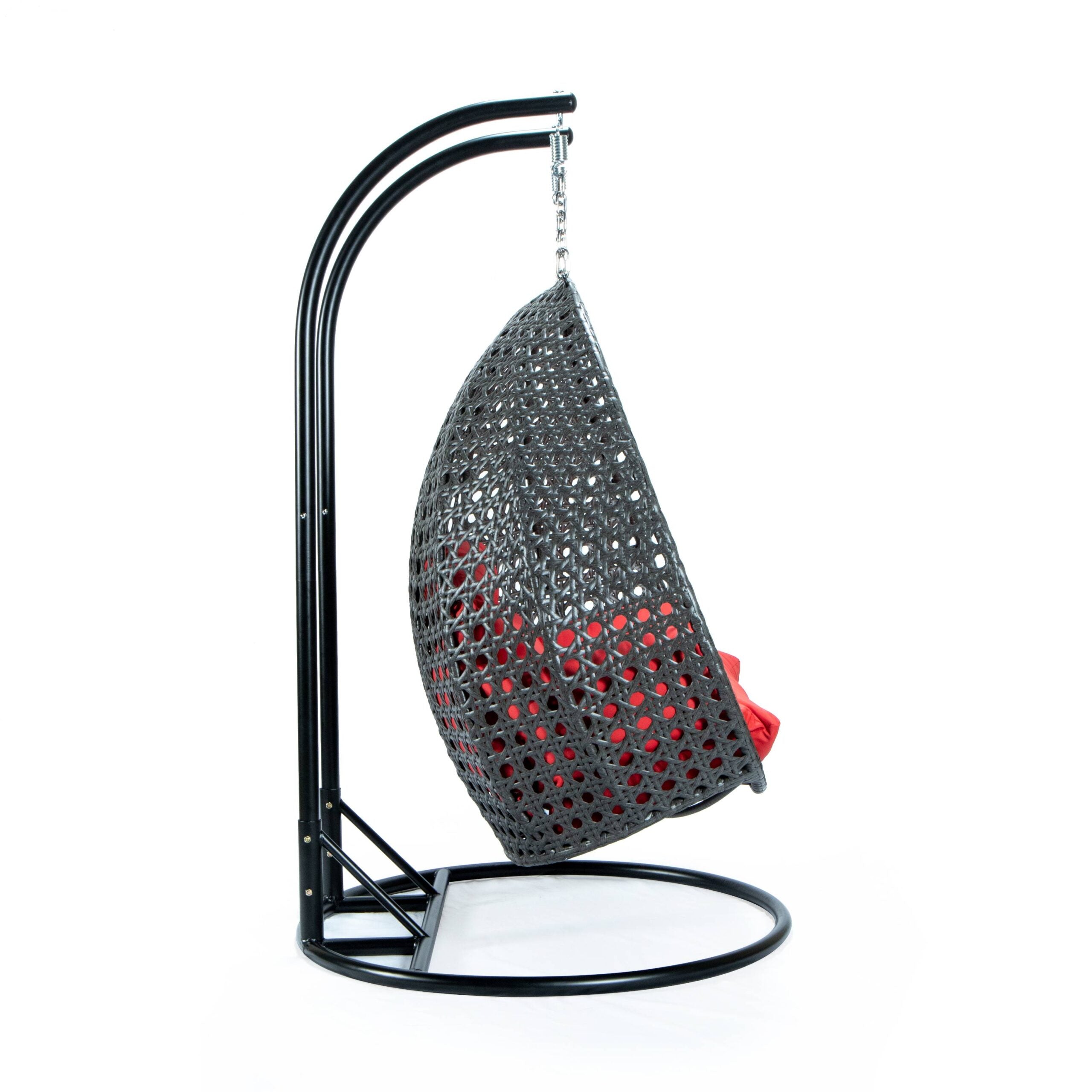 Paccio Double Seater Hanging Swing With Stand For Balcony , Garden Swing (Dark Grey)