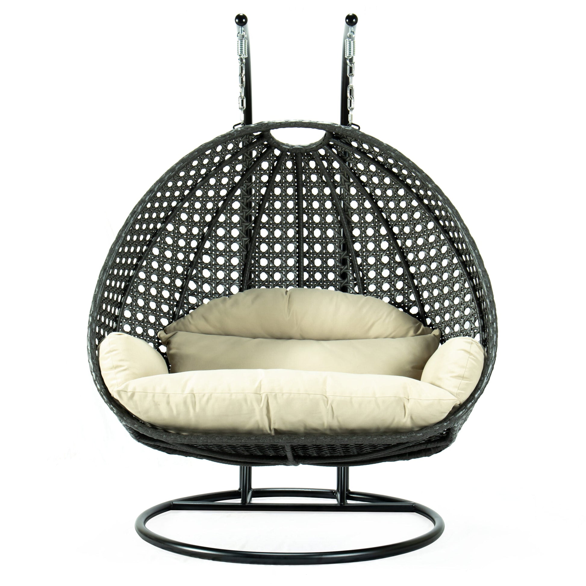 Paccio Double Seater Hanging Swing With Stand For Balcony , Garden Swing (Dark Grey)