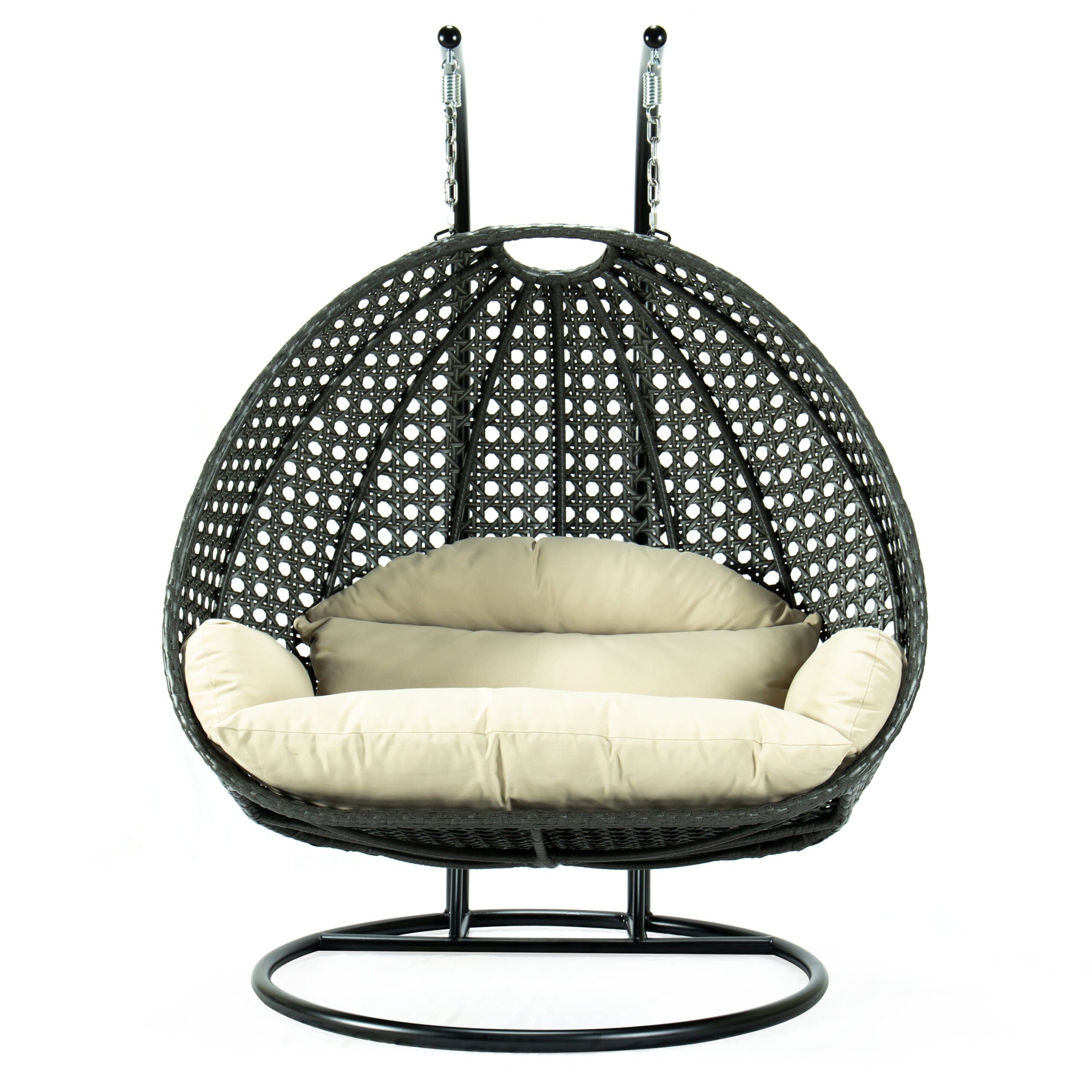 Paccio Double Seater Hanging Swing With Stand For Balcony , Garden Swing (Dark Grey)