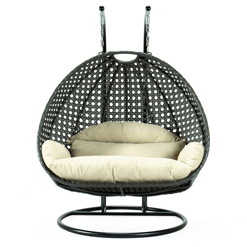 Paccio Double Seater Hanging Swing With Stand For Balcony , Garden Swing (Dark Grey)
