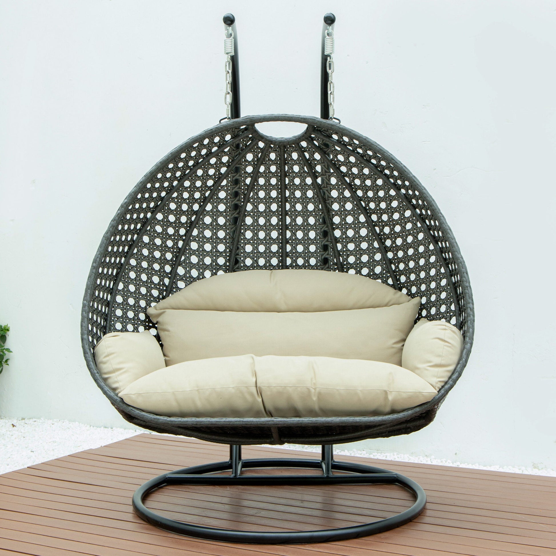 Paccio Double Seater Hanging Swing With Stand For Balcony , Garden Swing (Dark Grey)