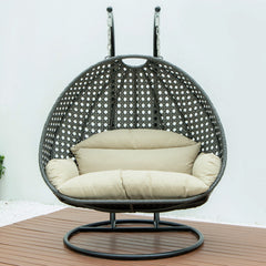 Paccio Double Seater Hanging Swing With Stand For Balcony , Garden Swing (Dark Grey)
