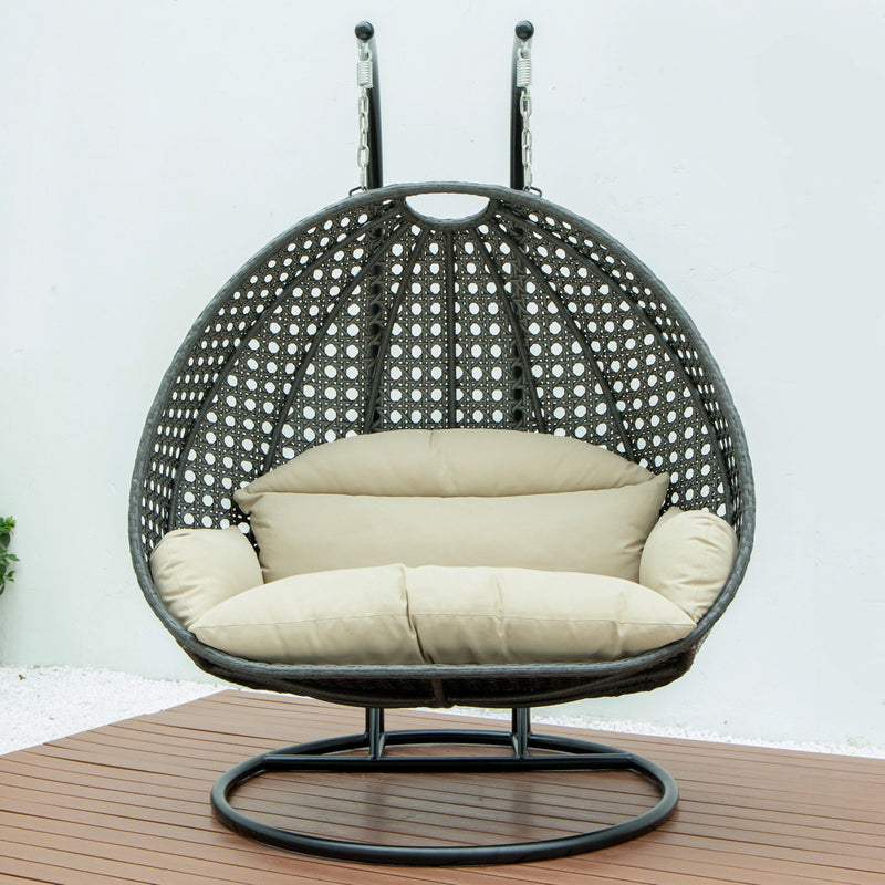 Paccio Double Seater Hanging Swing With Stand For Balcony , Garden Swing (Dark Grey)