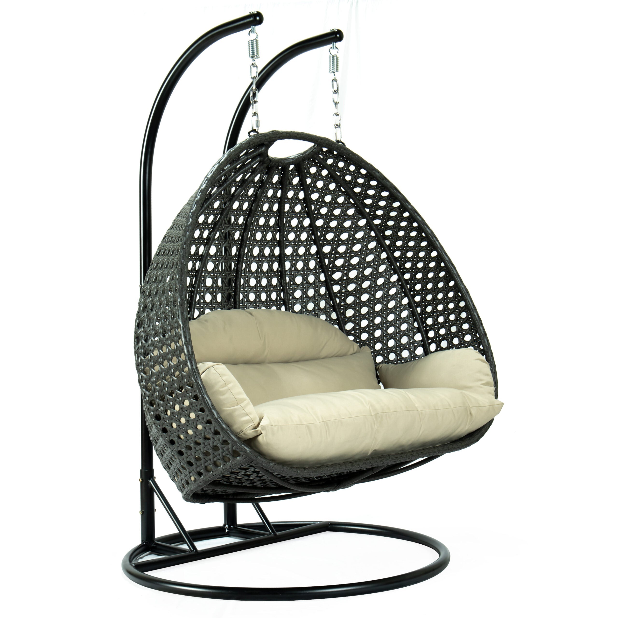Paccio Double Seater Hanging Swing With Stand For Balcony , Garden Swing (Dark Grey)