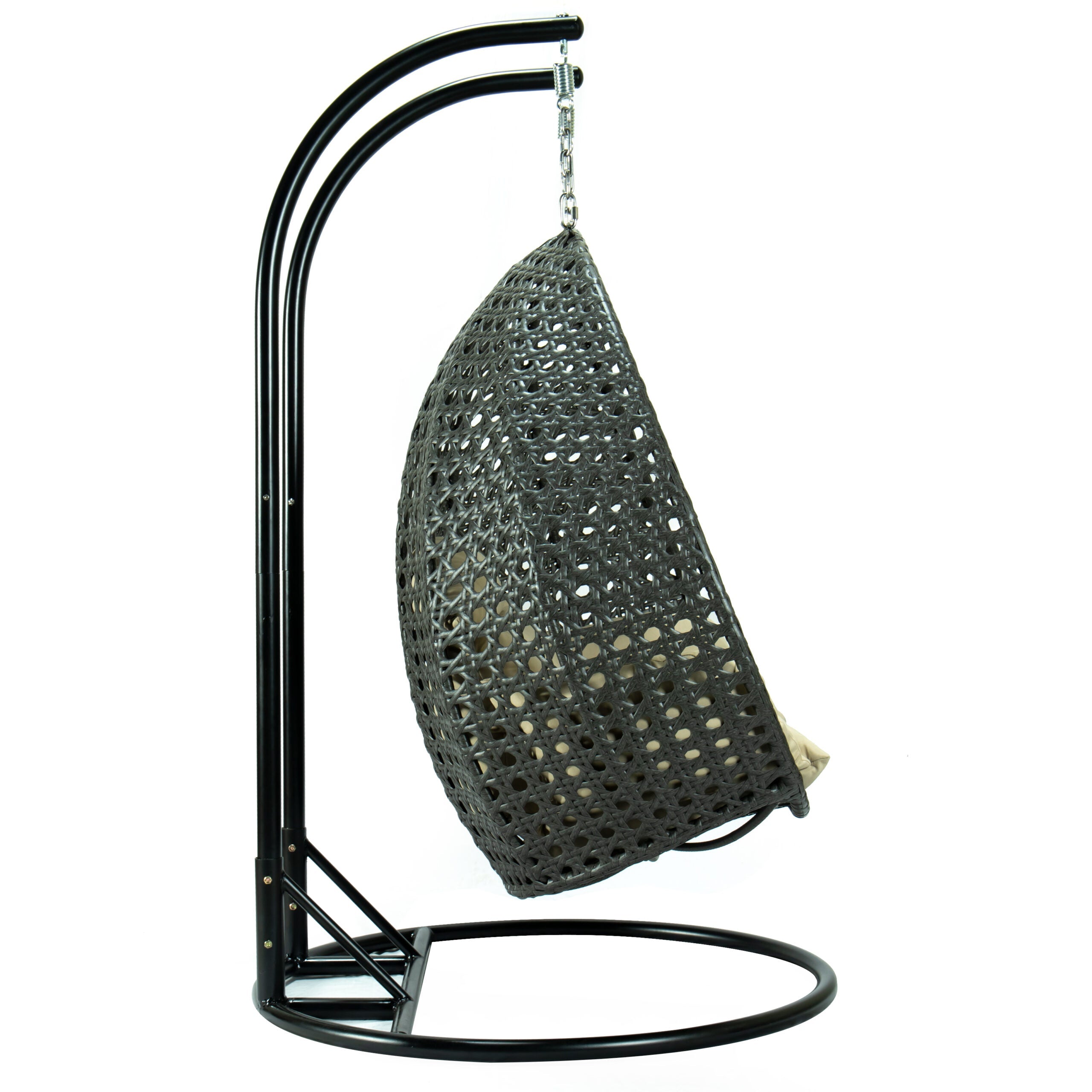 Paccio Double Seater Hanging Swing With Stand For Balcony , Garden Swing (Dark Grey)