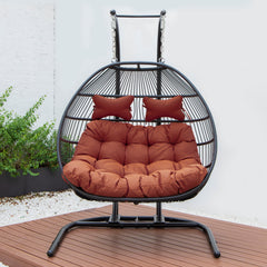 Tonia Double Seater Hanging Swing With Stand For Balcony , Garden Swing (Black) Braided and Rope