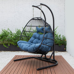 Tonia Double Seater Hanging Swing With Stand For Balcony , Garden Swing (Black) Braided and Rope