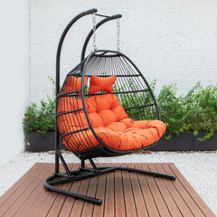 Tonia Double Seater Hanging Swing With Stand For Balcony , Garden Swing (Black) Braided and Rope