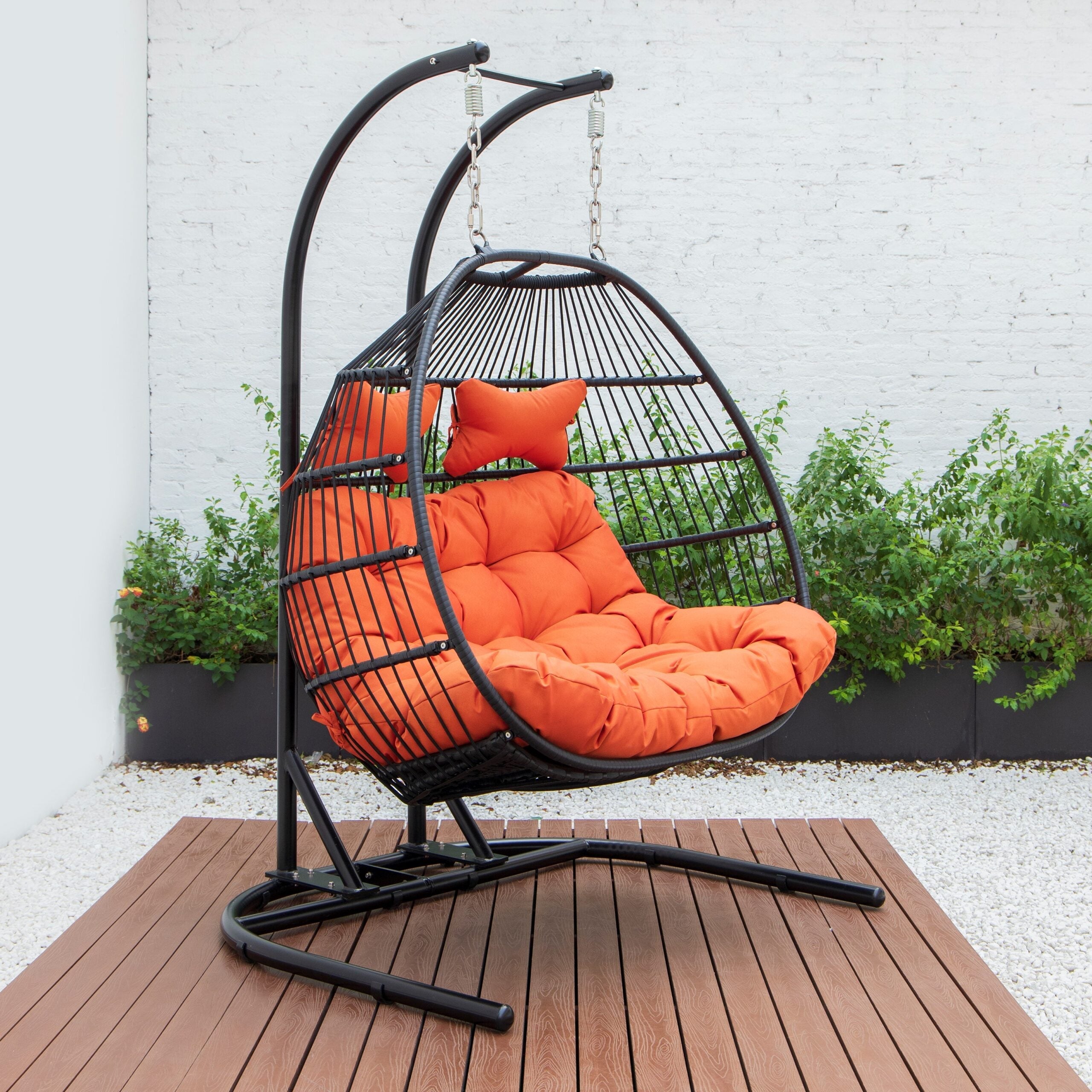 Tonia Double Seater Hanging Swing With Stand For Balcony , Garden Swing (Black) Braided and Rope