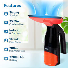 AGARO Delite Electric Glass Vacuum Cleaner, Spray & Vacuum, 28 Cm Suction Blade, Cordless, 360 ML Spray Bottle, Portable