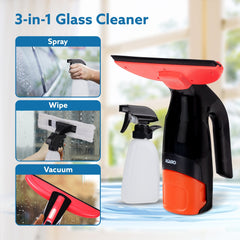 AGARO Delite Electric Glass Vacuum Cleaner, Spray & Vacuum, 28 Cm Suction Blade, Cordless, 360 ML Spray Bottle, Portable