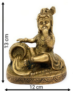 Brass Bal Gopal Idol – Makhan Chor Krishna Murti | Gopal Statue for Pooja, Home Decor, Gifts & Temple,Gold, 5 Inch, 1 Piece