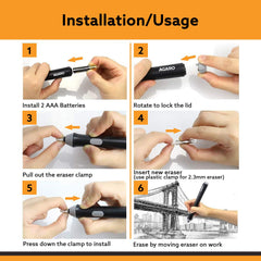 AGARO Electric Eraser ER2498, 2.3mm & 5mm Eraser, Automatic Correction & Highlighting, for Sketching, Drawing, Portrait 