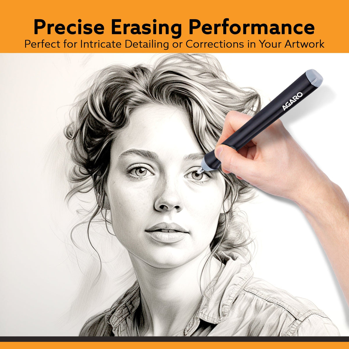 AGARO Electric Eraser ER2498, 2.3mm & 5mm Eraser, Automatic Correction & Highlighting, for Sketching, Drawing, Portrait 