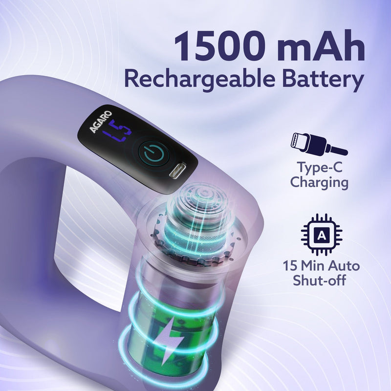 AGARO Ring Massager, Deep Tissue Massage, Mini Massage Gun for Pain Relief & Relaxation, Rechargeable, Handheld, 5 Speed