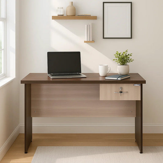 Nilkamal Enzo Office 4 ft Table (Brown & Cloud Ash)