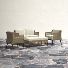 Fuente Outdoor Sofa Set 2 Seater , 2 Single seater and 1 Center Table (Cream+ Brown)