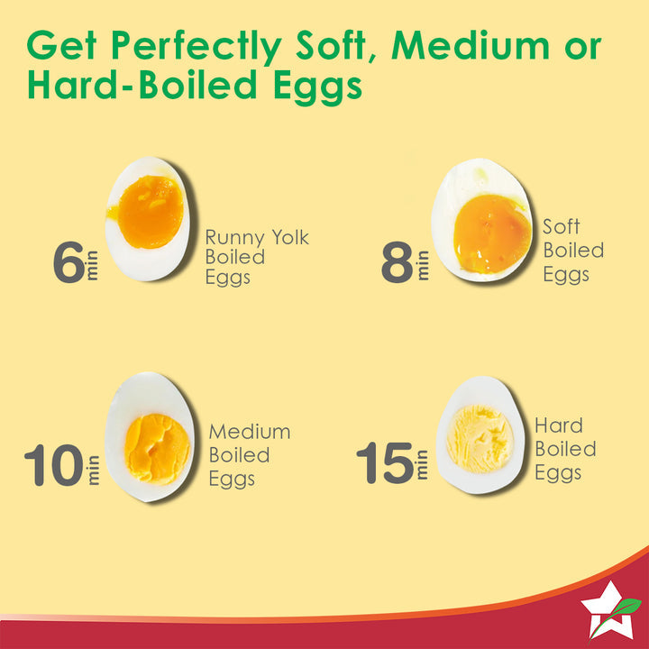 Essenza Instant Egg Boiler | 7 Poachers | 350 W | Stainless Steel Cool-touch Body | Auto Shut-off | Steaming Rack, Measuring Cup with Piercing Pin, Glass Lid with Steam Vent | 2-Year Warranty