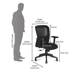 Nilkamal Ethen Mid Back Office Chair (Black)