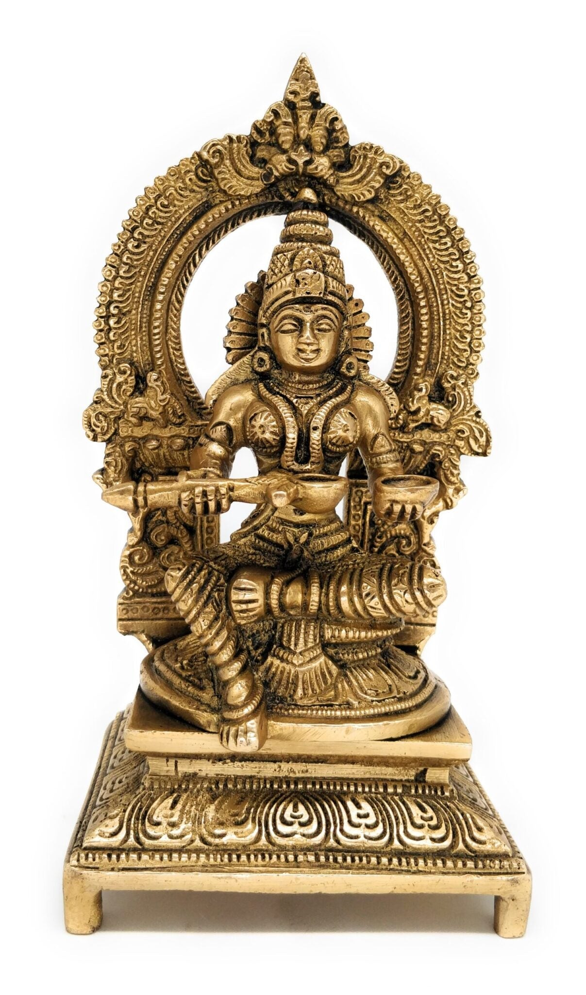 Handcrafted Brass Annapurna Devi Idol – Peetal Annapurneshwari | Kashi Annapoorani | Tamil Annapurna Thayar Murti for Pooja, Home Temple & Gift, Gold, 8.5 Inch, 1 Piece