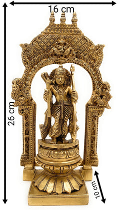Brass Rama Idol with Prabhavali, Shri Ram Murti, Ramar Vigraham, Ram Bhagwan Statue, Ramachandra Brass Moorti for Pooja, Temple & Home Decor,Gold, 10.5 Inch, 1 Piece