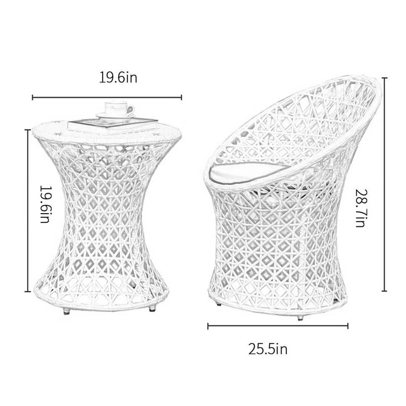 Espiridión Outdoor Patio Seating Set 2 Chairs and 1 Table Set (White)