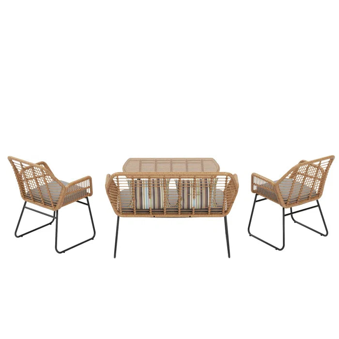 Cara Outdoor Sofa Set 2 Seater, 2 Single seater and 1 Center Table (Honey)