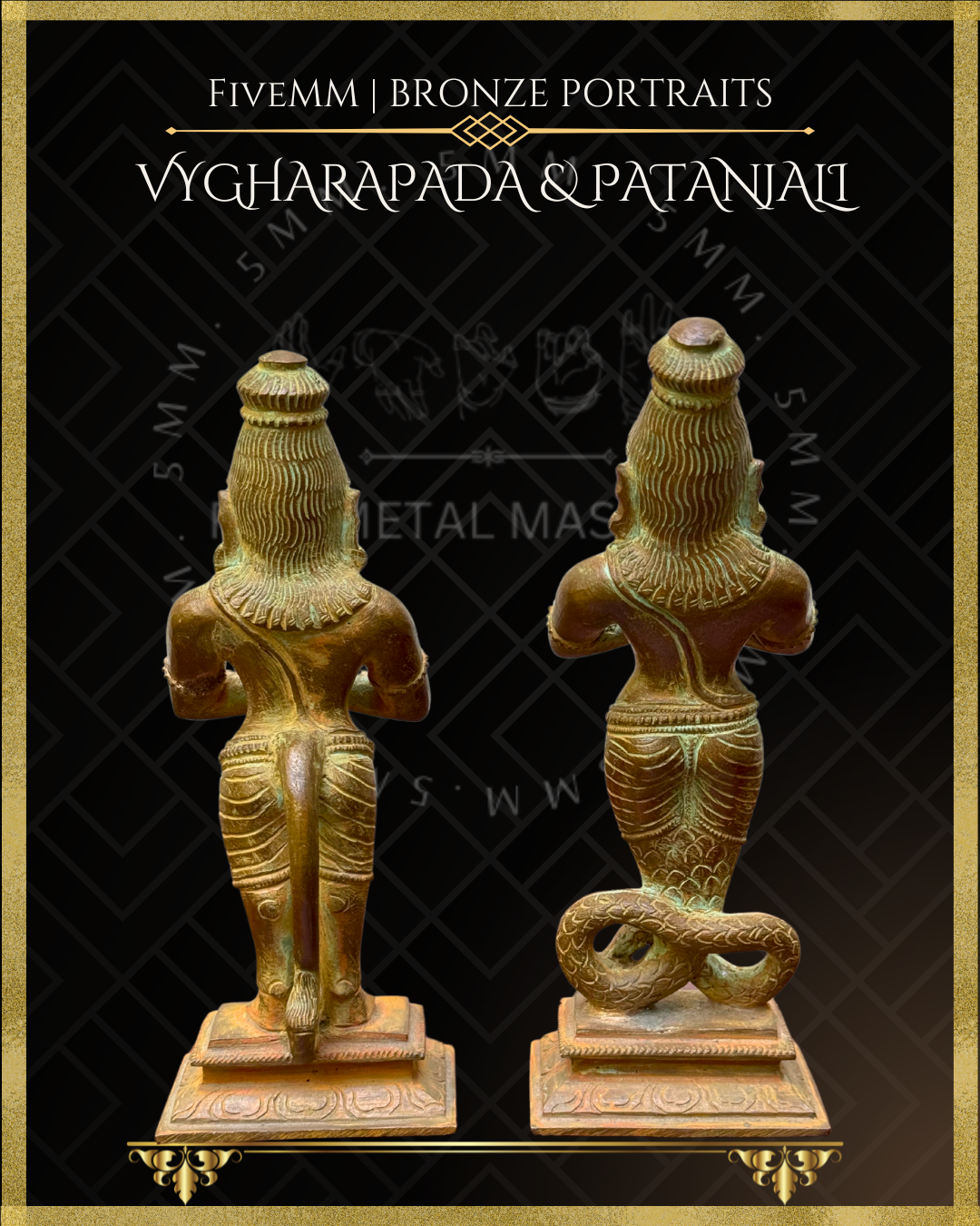 Vyghara-pada and Patanjali Panchaloha Bronze Icon Set - 6"
