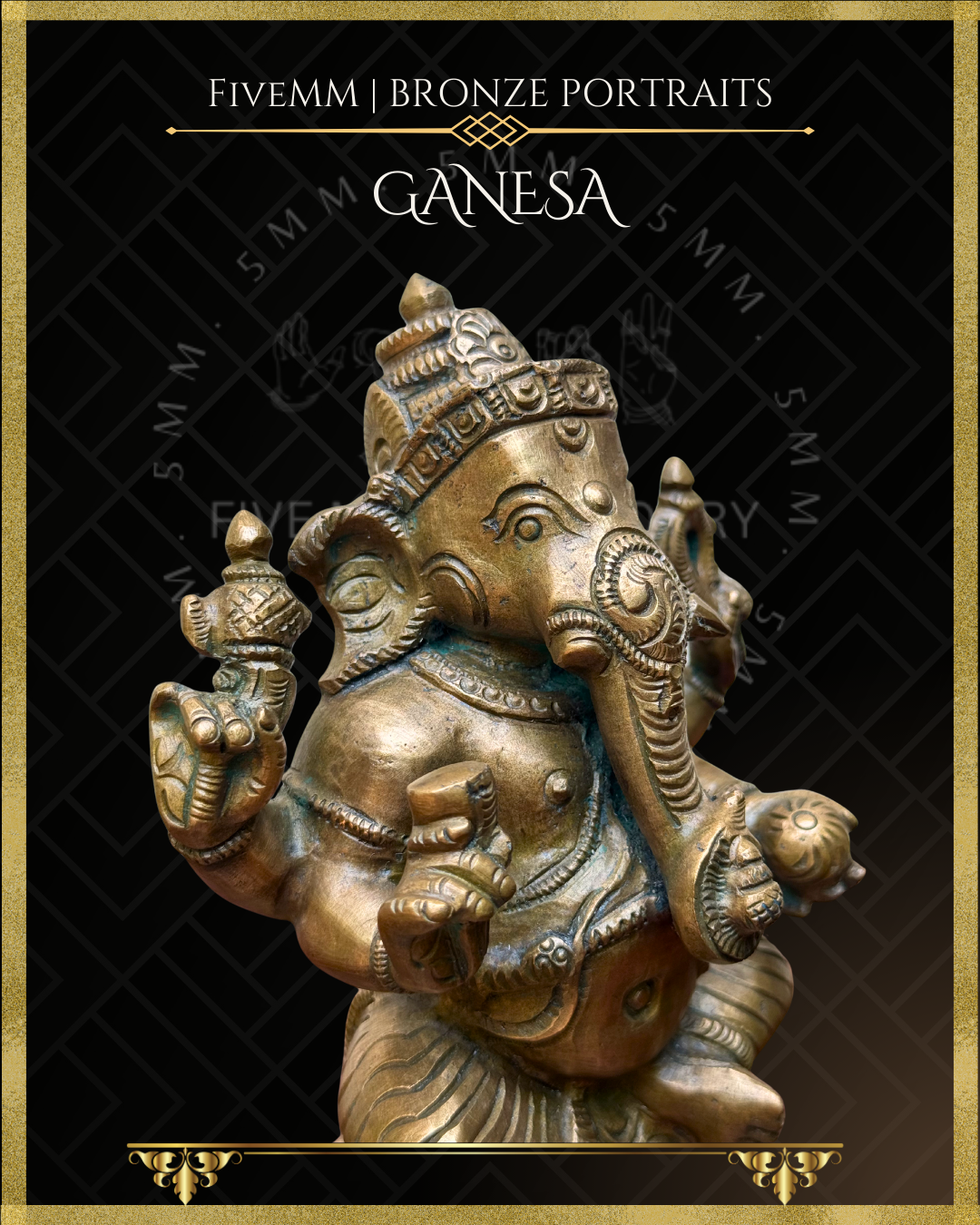 Ganesa Panchaloha Bronze Icon - 10" Seated with arch