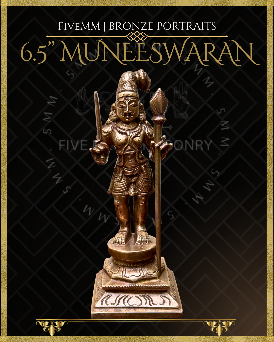Muneeswaran Panchaloha Bronze Icon - 6.5"