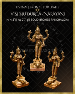 Vishnu Durga/Narayani Panchaloha Bronze Icon - 4.5"