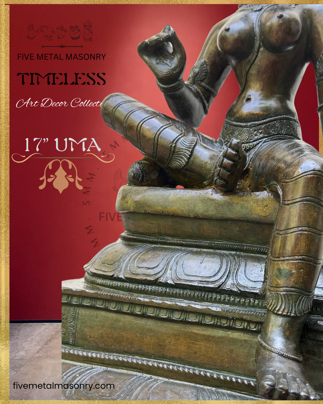 Parvati: Boga Shakti Panchaloha Bronze Icon - 17"- Timeless Collection
