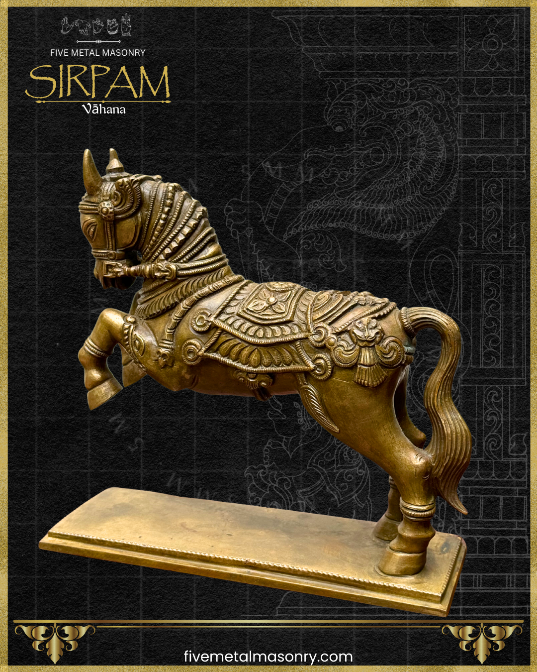 Asva:Horse Panchaloha Bronze Icon - 9" - Sirpam Collection