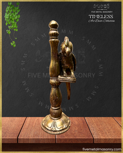 Suka:Parrot perched on pillar Panchaloha Bronze Icon - 8"- Timeless Collection