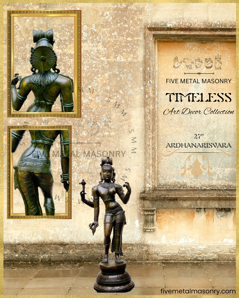 Ardhanarisvara Shiva Panchaloha Bronze Icon - 27" - Timeless Collection